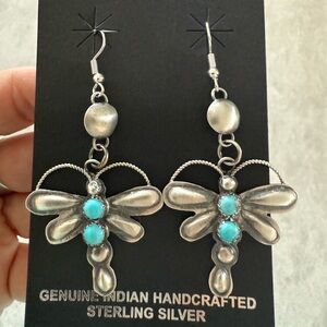 Native made butterfly sterling silver earrings